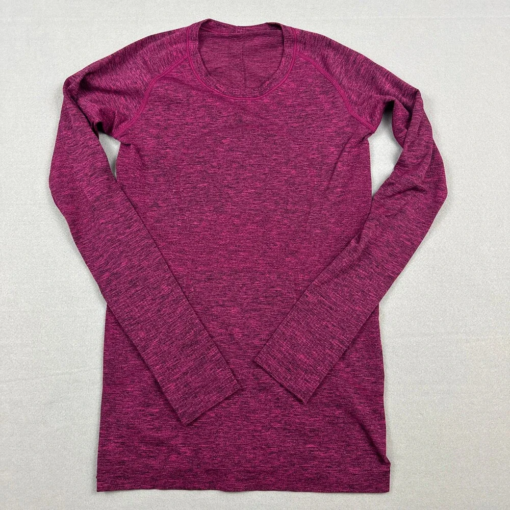 Lululemon Shirt Women 6 Purple Solid Swiftly Tech Long Sleeve Crew Seamless Run